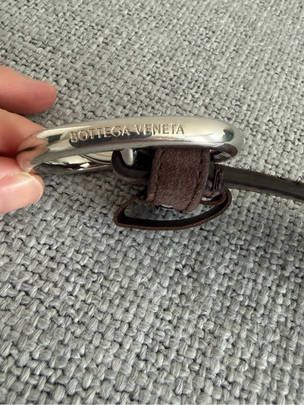 Bottega Veneta Brown Intrecciato Suede Belt